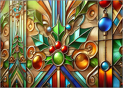 Art Glass Christmas Card Colorful